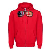 Red amerıcan flag glasses Zipper Hoodie - BarkalooDesign