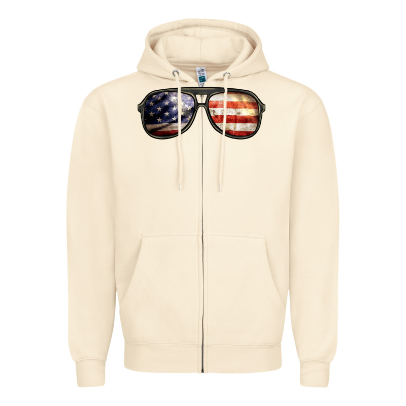 Amerıcan Flag Glasses Zipper Hoodie by BarkalooDesign | Teevron