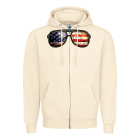 Sandshell amerıcan flag glasses Zipper Hoodie - BarkalooDesign