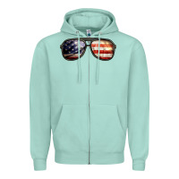Seafoam amerıcan flag glasses Zipper Hoodie - BarkalooDesign