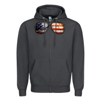 Smoke amerıcan flag glasses Zipper Hoodie - BarkalooDesign
