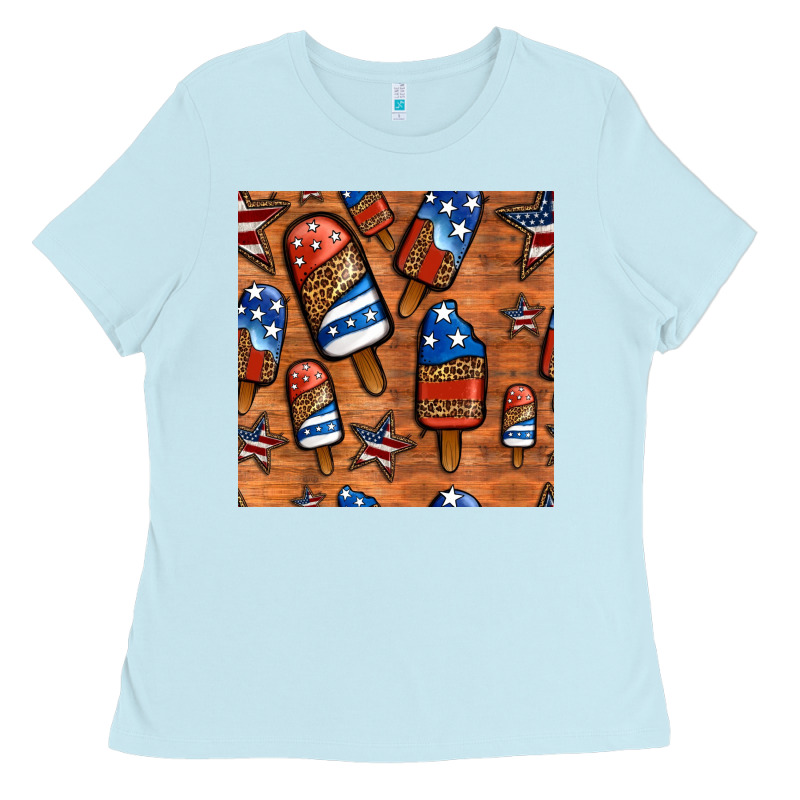 Patriotic Popsicles Seamless Pattern Ladies Tee by HRA Design Shop | Teevron
