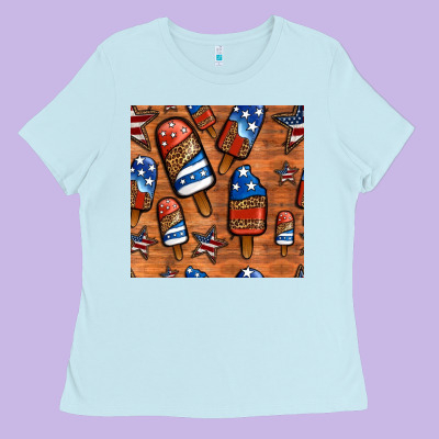 Patriotic Popsicles Seamless Pattern Ladies Tee Designed By Hra Design Shop