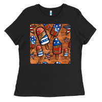 Black patriotic popsicles seamless pattern Ladies Tee - HRA Design Shop