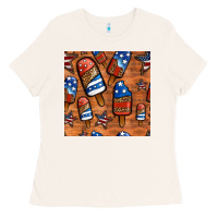 Bone patriotic popsicles seamless pattern Ladies Tee - HRA Design Shop