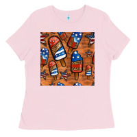 Bubblegum Pink patriotic popsicles seamless pattern Ladies Tee - HRA Design Shop
