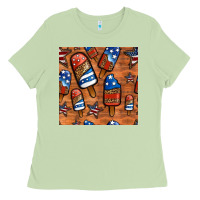 Matcha patriotic popsicles seamless pattern Ladies Tee - HRA Design Shop