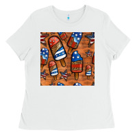 White patriotic popsicles seamless pattern Ladies Tee - HRA Design Shop