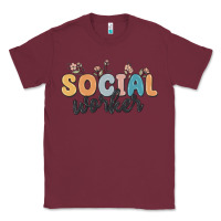 Burgundy social worker Classic Tee - MaliasSmallBusiness
