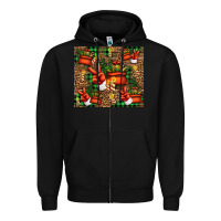 Black Christmas Santa Claus peace hand Zipper Hoodie - Jasminsmagicworld
