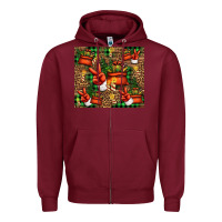 Burgundy Christmas Santa Claus peace hand Zipper Hoodie - Jasminsmagicworld
