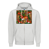 Dove Grey Christmas Santa Claus peace hand Zipper Hoodie - Jasminsmagicworld