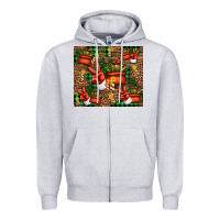 Heather Grey Christmas Santa Claus peace hand Zipper Hoodie - Jasminsmagicworld