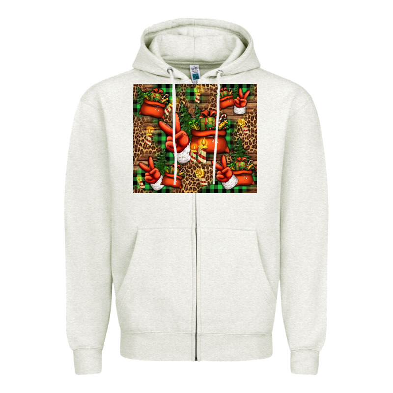 Christmas Santa Claus Peace Hand Zipper Hoodie by Jasminsmagicworld | Teevron