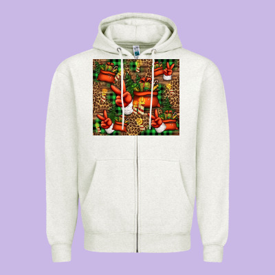 Christmas Santa Claus Peace Hand Zipper Hoodie Designed By Jasminsmagicworld