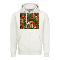 Oatmeal Heather Christmas Santa Claus peace hand Zipper Hoodie - Jasminsmagicworld