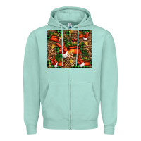 Seafoam Christmas Santa Claus peace hand Zipper Hoodie - Jasminsmagicworld