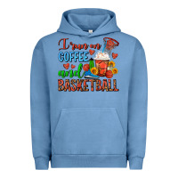 Pigment Pebble Blue I Run On Coffee And Basketball Frappe Urban Hoodie - FaDigitalArtStudio