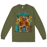 Army Green moody cow Long Sleeve Tee - NancyCooperArtShop
