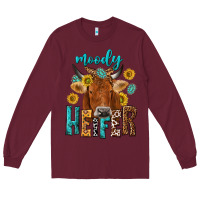 Burgundy moody cow Long Sleeve Tee - NancyCooperArtShop