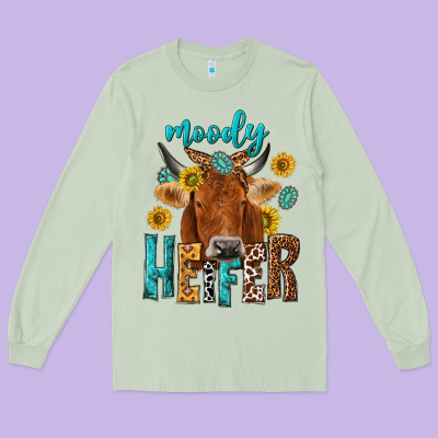 Moody Cow Long Sleeve Tee Designed By Nancycooperartshop