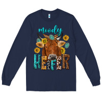 Navy moody cow Long Sleeve Tee - NancyCooperArtShop