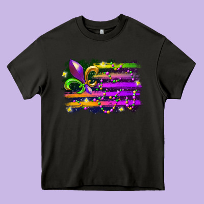 Mardi Gras Flag Heavy Core Tee Designed By Racoondesign