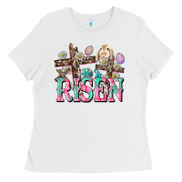White He is risen Easter Day Ladies Tee - CowGirlArtShop