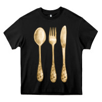 Black spoon fork knife fa element Heavy Core Tee - FaDigitalArtStudio