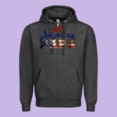 All American Papa Zipper Hoodie Designed By Barkaloodesign