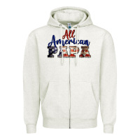 Oatmeal Heather all american papa Zipper Hoodie - BarkalooDesign