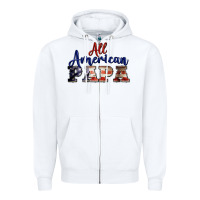 White all american papa Zipper Hoodie - BarkalooDesign