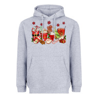 Heather Grey Christmas coffee cups Heavyweight Hoodie - texasbilliewilder
