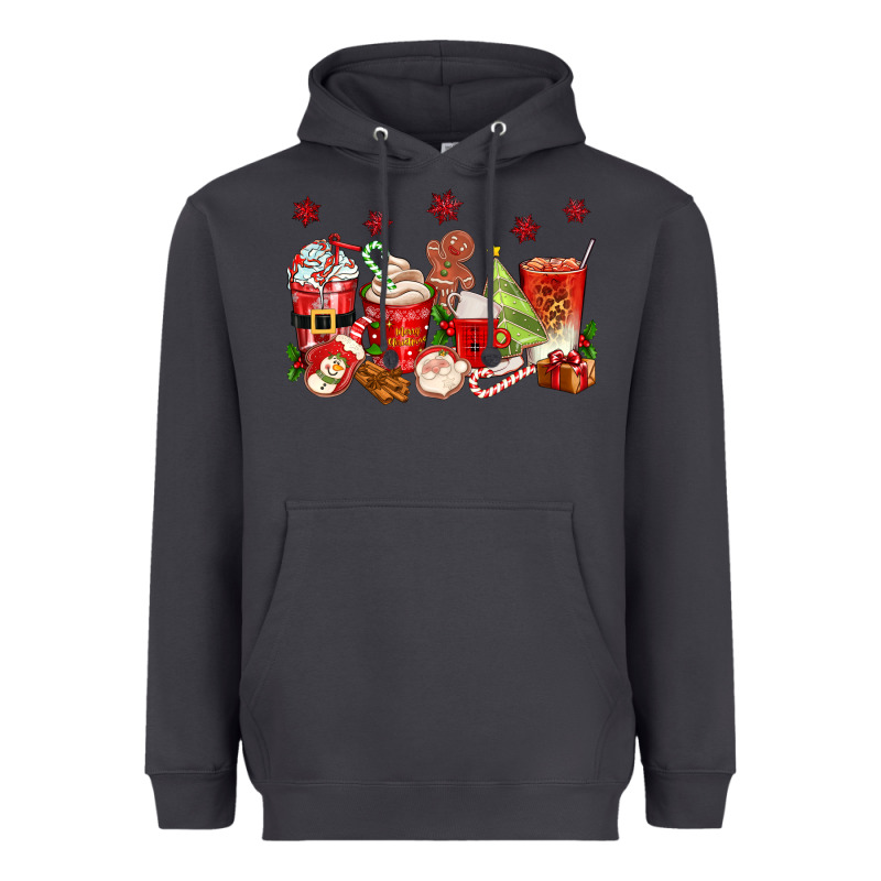 Christmas Coffee Cups Heavyweight Hoodie by texasbilliewilder | Teevron