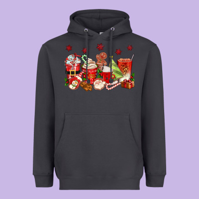 Christmas Coffee Cups Heavyweight Hoodie Designed By Texasbilliewilder