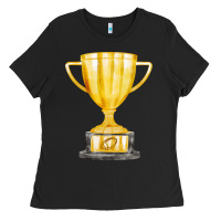 Black throphy cup Ladies Tee - FaDigitalArtStudio