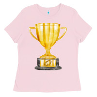 Bubblegum Pink throphy cup Ladies Tee - FaDigitalArtStudio