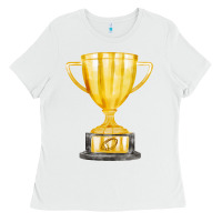 White throphy cup Ladies Tee - FaDigitalArtStudio