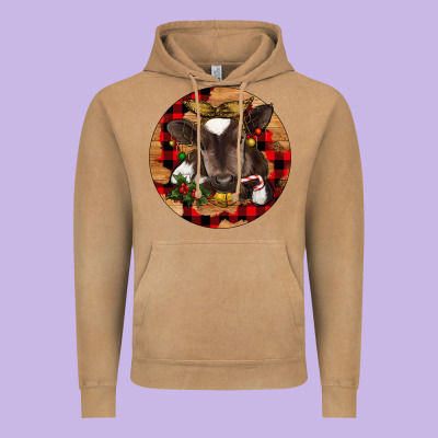 Christmas Baby Cow Vintage Hoodie Designed By Ranaportraitstore