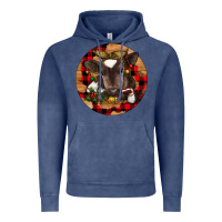 Vintage Denim Christmas Baby Cow Vintage Hoodie - RanaPortraitStore