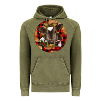 Vintage Olive Christmas Baby Cow Vintage Hoodie - RanaPortraitStore