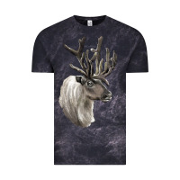 Cloud Black Reindeer Buck Deer Head Vintage Tee - LillyAllenDesigns