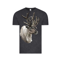 Vintage Black Reindeer Buck Deer Head Vintage Tee - LillyAllenDesigns