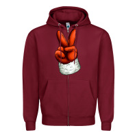 Burgundy Christmas peace hand Zipper Hoodie - Jasminsmagicworld