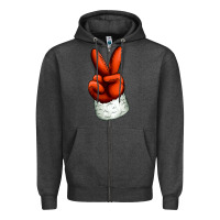 Charcoal Heather Christmas peace hand Zipper Hoodie - Jasminsmagicworld