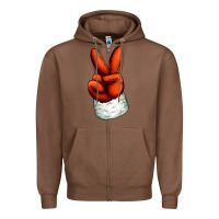 Chestnut Christmas peace hand Zipper Hoodie - Jasminsmagicworld