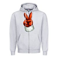 Heather Grey Christmas peace hand Zipper Hoodie - Jasminsmagicworld
