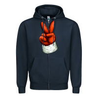 Navy Christmas peace hand Zipper Hoodie - Jasminsmagicworld