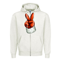 Oatmeal Heather Christmas peace hand Zipper Hoodie - Jasminsmagicworld