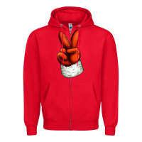 Red Christmas peace hand Zipper Hoodie - Jasminsmagicworld